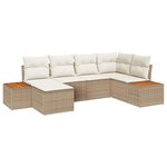 vidaXL Ensemble de canapé de jardin 6 Pièces Beige Poly rotin