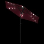 vidaXL Parasol de jardin avec LED mât en acier bordeaux 225x225x212 cm