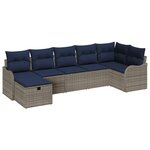 vidaXL Ensemble de Canapés avec coussin Gris et marine polyrotin