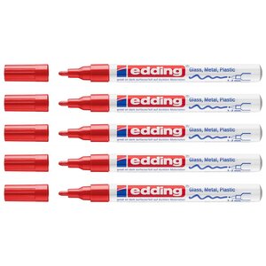 Marqueur Peinture Brillante 751 Rouge Pointe Ronde 1-2 mm x 5 EDDING