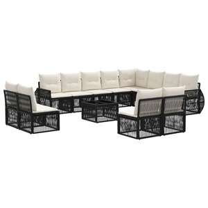 vidaXL Ensemble de canapé de jardin 13 Pièces Noir et blanc crème