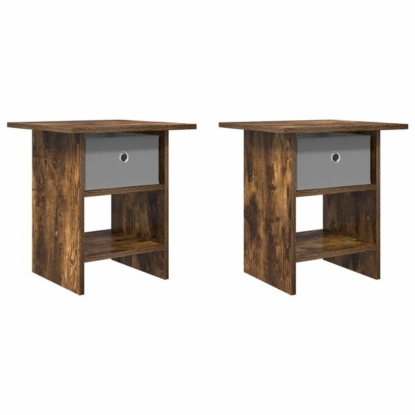vidaXL Table de chevet avec tiroir 2 Pièces Chêne fumé 41 x 40 x 45 cm
