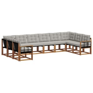 vidaXL Ensemble de canapés d'extérieur 10 pc Gris Naturel et Clair
