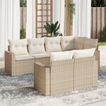 vidaXL Salon de jardin avec coussins 7 Pièces beige résine tressée