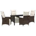 vidaXL Ensemble de 5 pièces de salle à manger de jardin avec coussins marron en poly rattan