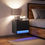 vidaXL Table de chevet murale avec lumières LED noir