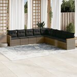 vidaXL Salon de jardin 9 Pièces avec coussins gris résine tressée