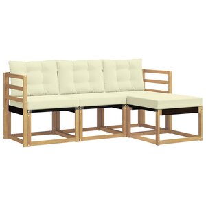 vidaXL Ensemble de canapés d'extérieur 4 pc Blanc et crème