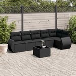 vidaXL Salon de jardin 7 Pièces avec coussins noir résine tressée