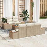 vidaXL Ensemble Canapé de Jardin de 6 Pièces avec Coussins Beige en Rattan Poly
