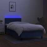 vidaXL Sommier à lattes de lit avec matelas LED Bleu 90x200 cm Tissu