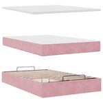 vidaXL Cadre de lit ottoman avec matelas rose 120x200 cm velours
