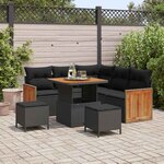 vidaXL Ensemble de canapé de jardin 8 Pièces Noir 80 x 80 x 71 cm