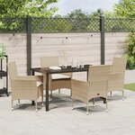 vidaXL Set de jardin 5 pièces en rotin beige