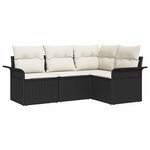 vidaXL Ensemble de canapé de jardin avec coussin 4 Pièces Noir Poly rotin
