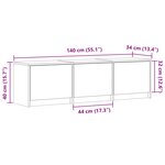 vidaXL Meuble TV avec LED avec LED Chêne Fumé 140 x 34 x 40 cm