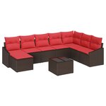 vidaXL Ensemble de Canapés avec coussin 9 Pièces Marron polyrotin