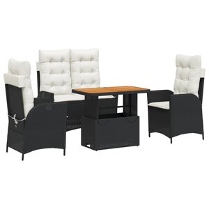 vidaXL Ensemble à manger de jardin 4 Pièces avec coussins noir