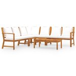 vidaXL Salon de jardin 6 Pièces avec coussin Crème Bois d'acacia solide