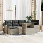 Ensemble de canapés de jardin en 7 pièces avec coussins Gris Clair en Rattan Poly