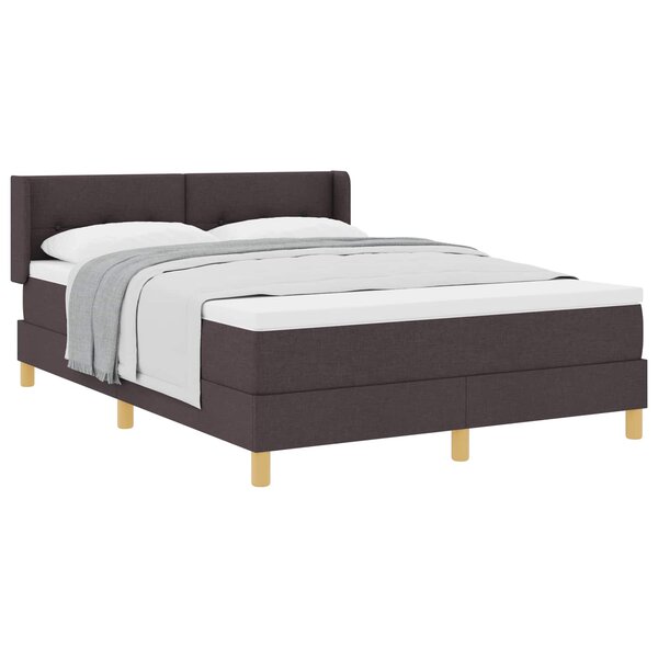 vidaXL Lit à ressorts avec matelas Marron foncé 190 x 140 cm Polyester