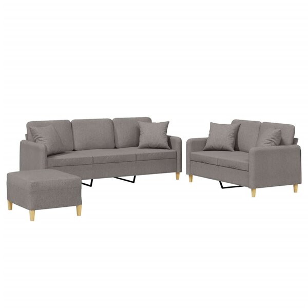vidaXL Ensemble de canapés 3 Pièces avec coussins taupe tissu