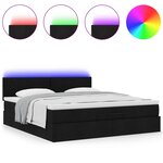 vidaXL Lit ottoman avec matelas et LED Noir 180x200cm tissu