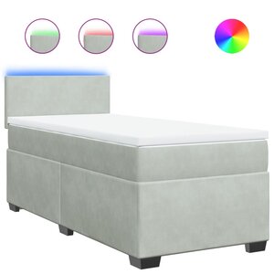 vidaXL Sommier à lattes de lit et matelas Gris clair 100x200cm Velours