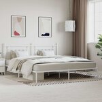 vidaXL Cadre de lit métal sans matelas et tête de lit blanc 200x200 cm