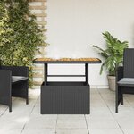 vidaXL Table de jardin noir 90x55x71 cm résine tressée et bois acacia
