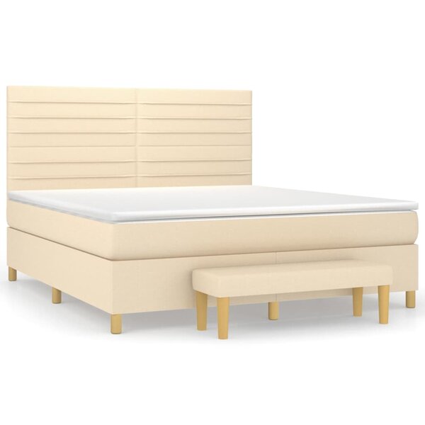 vidaXL Sommier à lattes de lit avec matelas Crème 160x200 cm Tissu