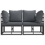 vidaXL Mobilier de jardin avec coussin 2 Pièces Noir Aluminium