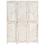 vidaXL Cloison de séparation 3 panneaux Blanc 120x165 cm Bois manguier