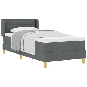 vidaXL Lit à ressorts avec matelas Gris foncé 190 x 90 cm Polyester