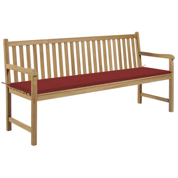 vidaXL Banc de jardin avec coussin rouge 175 cm Bois de teck massif
