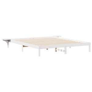 vidaXL Cadre de lit avec tables de chevet Blanc 180 x 210 cm