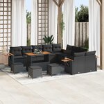 vidaXL Ensemble de canapé de jardin avec coussin 18 Pièces Noir polyrotin