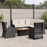 vidaXL Salon de jardin 6 Pièces avec coussins Noir Résine tressée