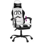 vidaXL Chaise de jeu avec repose-pied Blanc et noir Similicuir