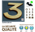 Numéro 0-Numéro adhésif pour boîtes aux lettres - Résine de 3 mm, hauteur environ 50 mm - Taurus (chêne foncé)