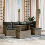 vidaXL Salon de jardin 6 Pièces avec coussins gris résine tressée