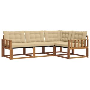 vidaXL Ensemble de canapés d'extérieur 4 Pièces Naturel et Beige