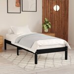 vidaXL Cadre de lit Noir Bois massif 75x190 cm Petit simple