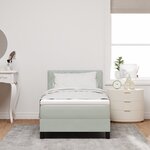 Lit Box Spring vidaXL avec Matelas & Lumière LED Gris clair 90x200 cm Velours