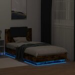 vidaXL Cadre de lit avec LED sans matelas chêne fumé 90x190 cm