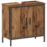 vidaXL Ensemble de mobilier de salle de bain avec étagère 2 Pièces Marron