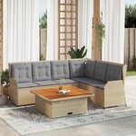 vidaXL Salon de jardin avec coussins 5 Pièces beige résine tressée