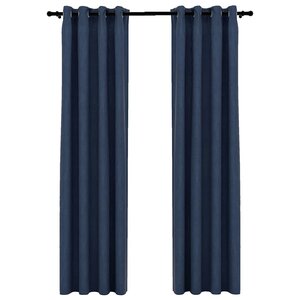vidaXL Rideaux occultants Aspect lin avec œillets 2 Pièces Bleu 140x245cm