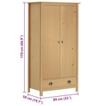 vidaXL Garde-robe à 2 portes Hill 89x50x170 cm Bois de pin solide