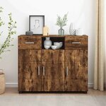 vidaXL Buffet Chêne fumé 88 5 x 30 5 x 73 cm Bois d'ingénierie